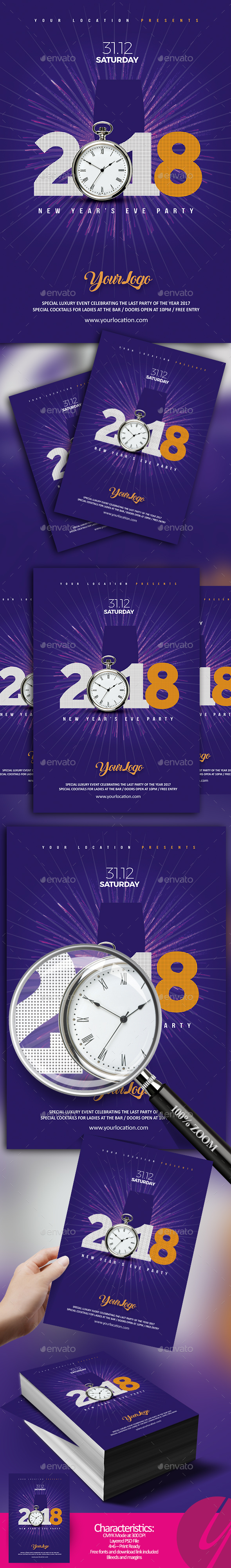2018 NYE Minimalistic Flyer - Clubs & Parties Events