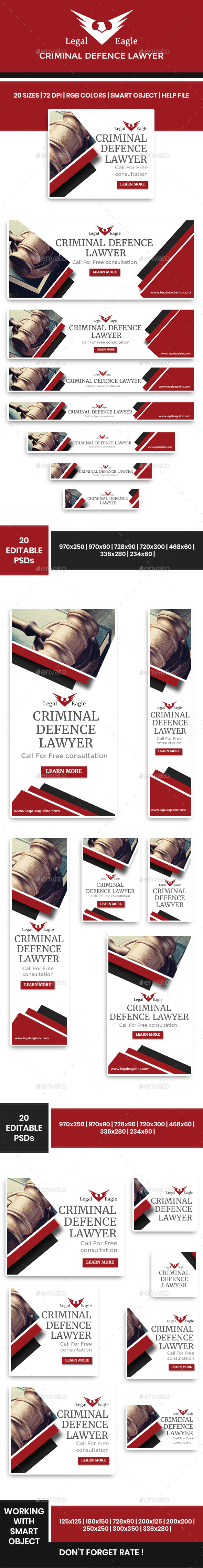 Legal Eagle: Criminal Defence Lawyer Web Banners - Banners & Ads Web Elements