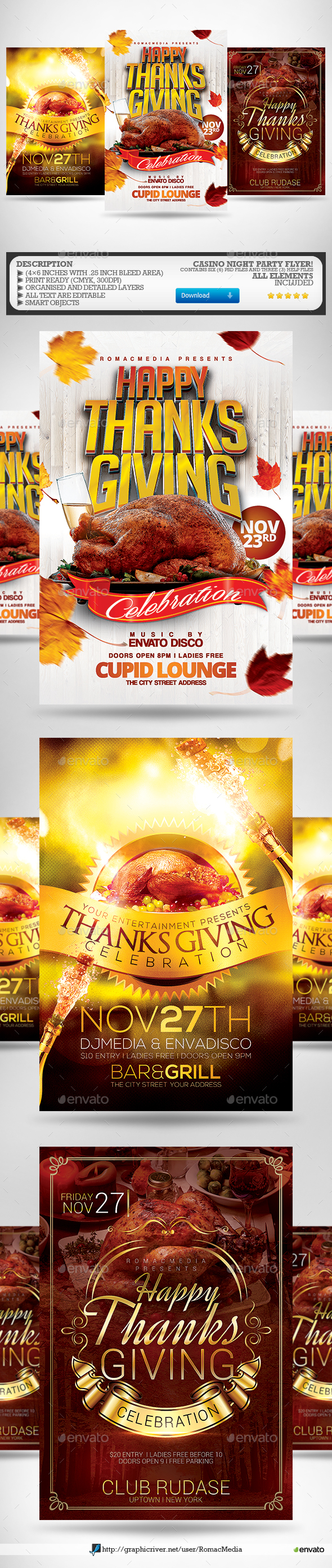 Thanksgiving Party Flyer Bundle - Clubs & Parties Events