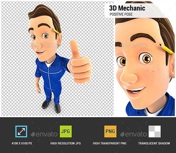 GraphicRiver 3D Mechanic Positive Pose with Thumb Up 20941759 GraphicRiver 3D Mechanic Positive Pose with Thumb Up 20941759
