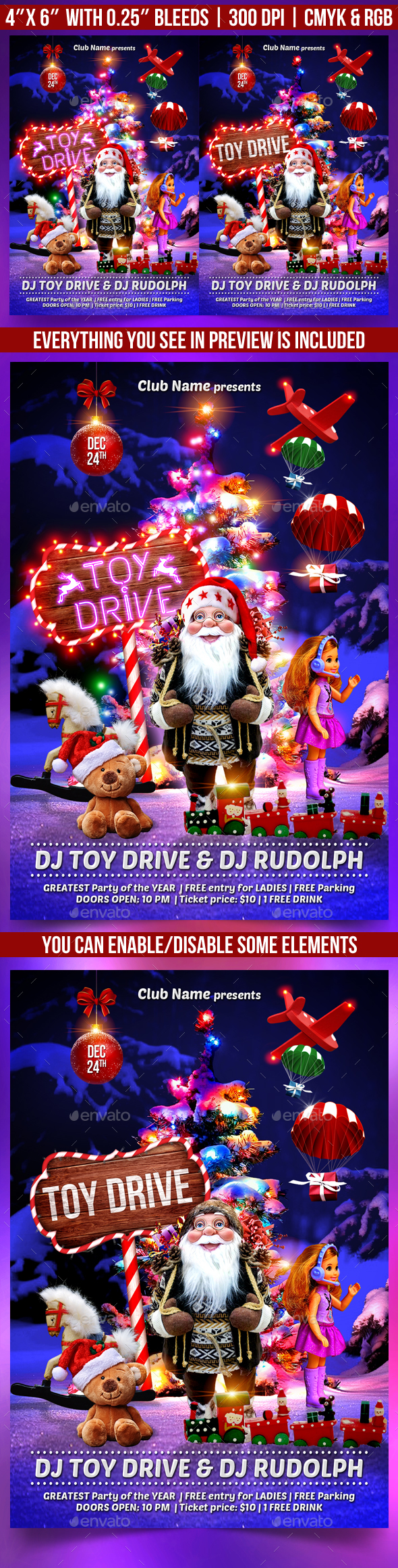 Toy Drive Flyer - Clubs & Parties Events