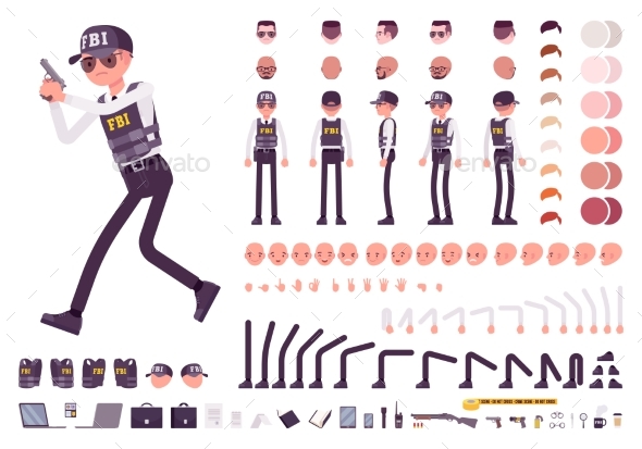 FBI Agent Character Creation Set - People Characters