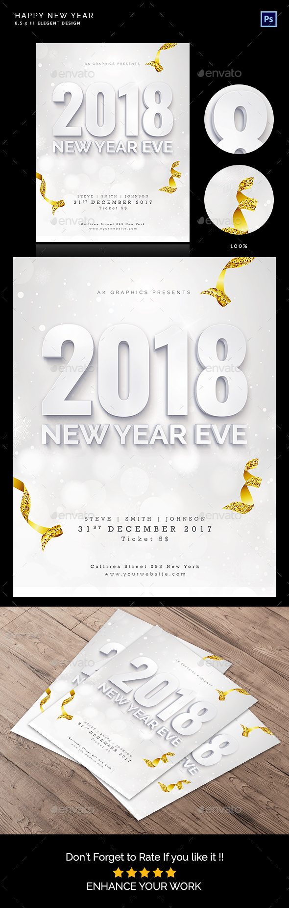 GraphicRiver Happy 2018 New Year Flyer 20943907