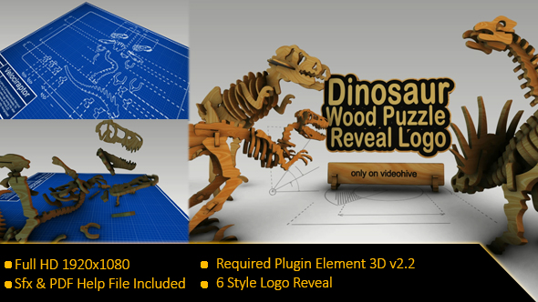 Dinosaurus Wood Puzzle Reveal Logo