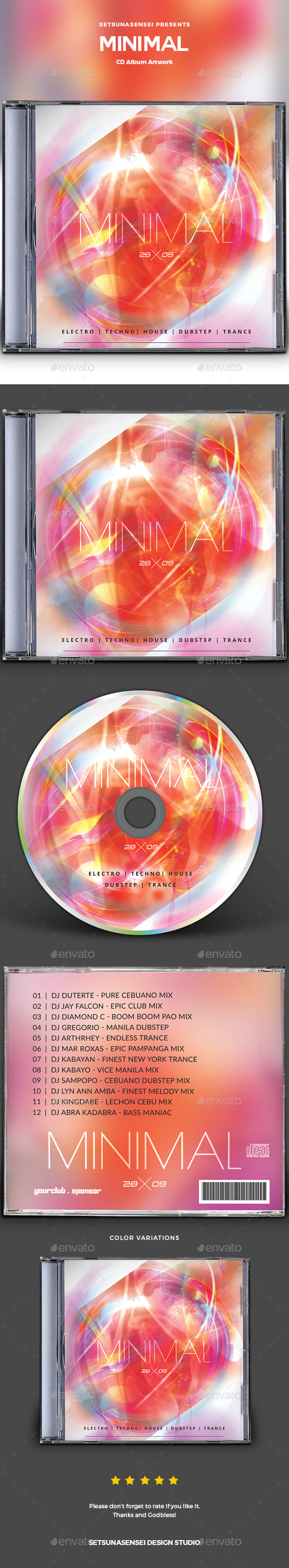 Minimal CD Album Artwork - CD & DVD Artwork Print Templates