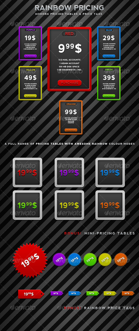 Rainbow Pricing - Web Elements
