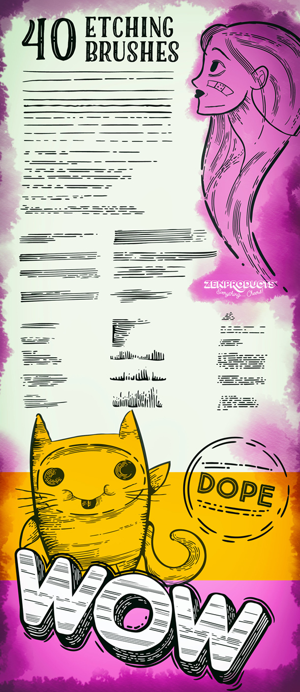 Handmade Etching Brushes for Illustrator - Brushes Illustrator