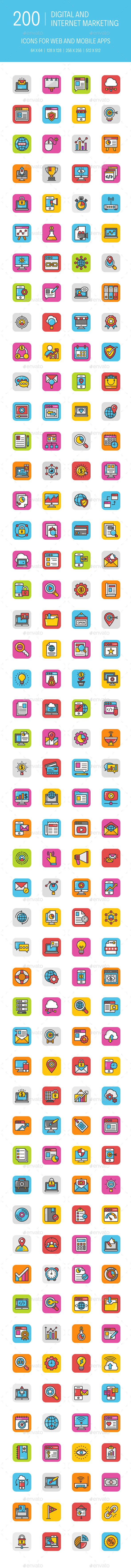 GraphicRiver 200 Digital Internet Marketing Icons 20947755 GraphicRiver 200 Digital Internet Marketing Icons 20947755