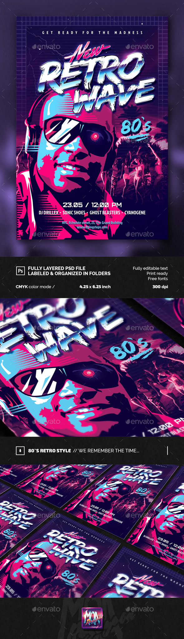 New Retro Fury Party flyer template