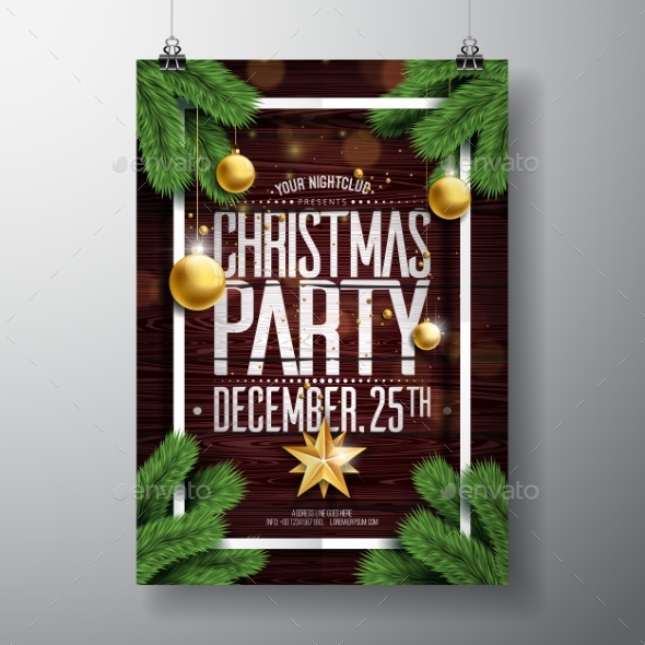 Vector Merry Christmas Party Design with Holiday - Christmas Seasons/Holidays