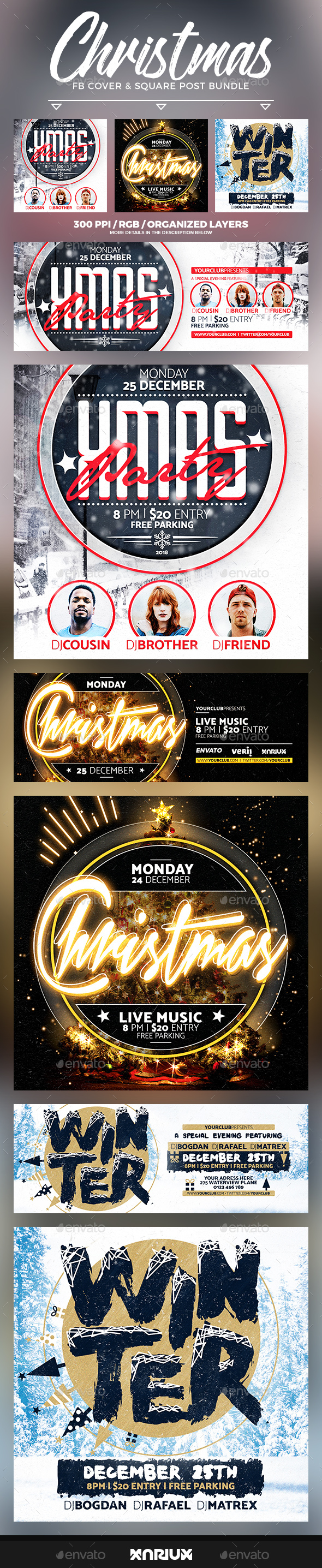 GraphicRiver Christmas Party Facebook Cover Bundle 20948448 GraphicRiver Christmas Party Facebook Cover Bundle 20948448