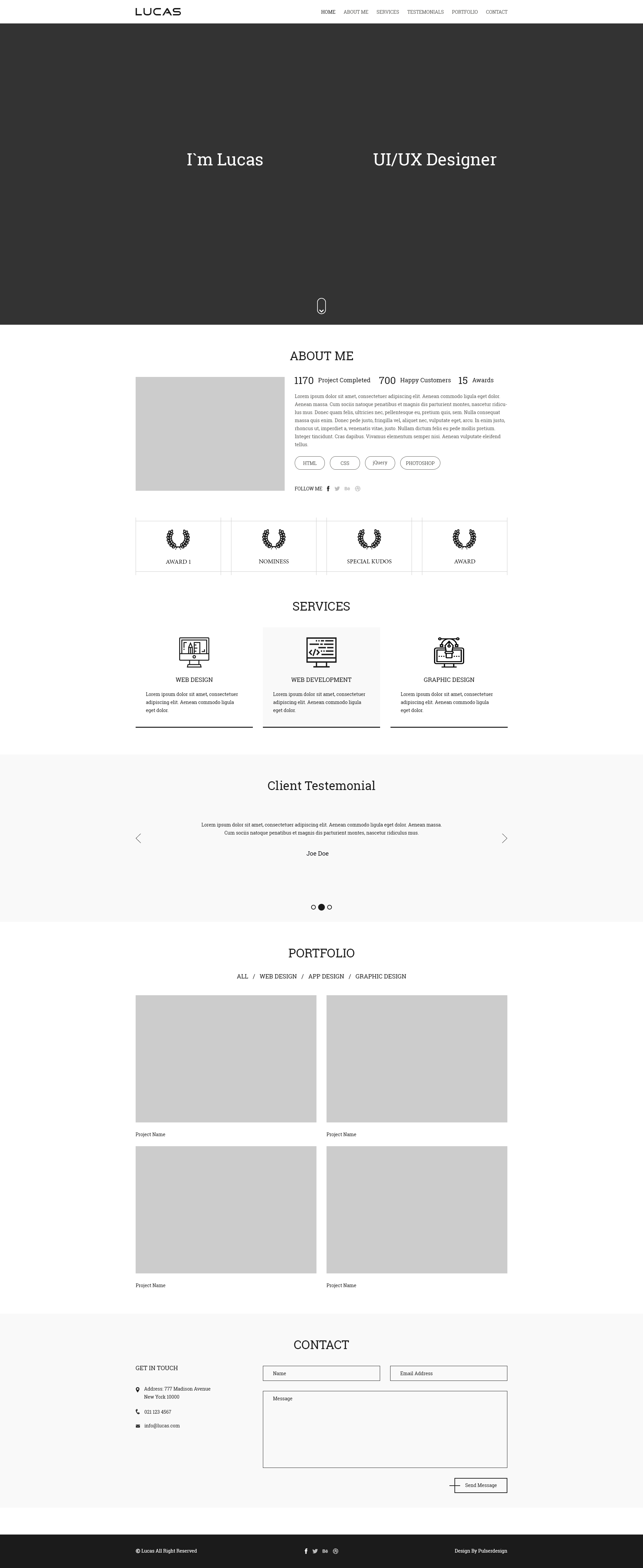 Lucas Portfolio-Onepage PSD Template by MarioMatkovski | ThemeForest