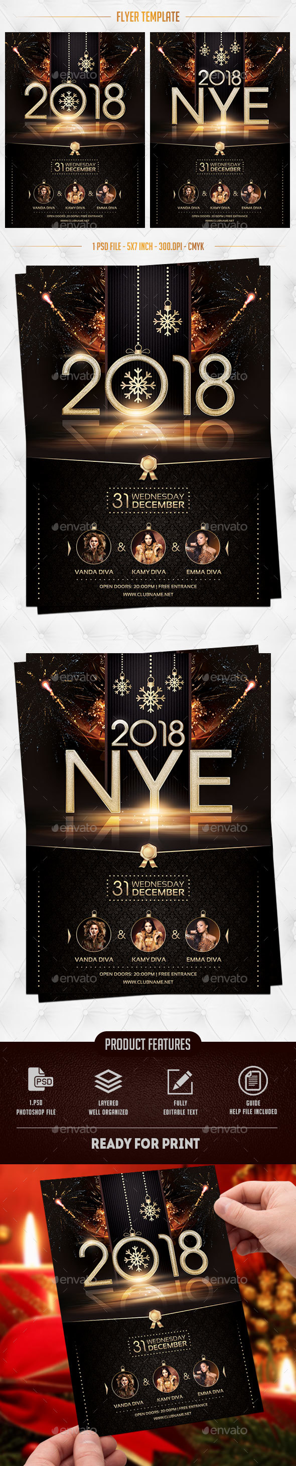 2018 NYE Flyer Template - Events Flyers