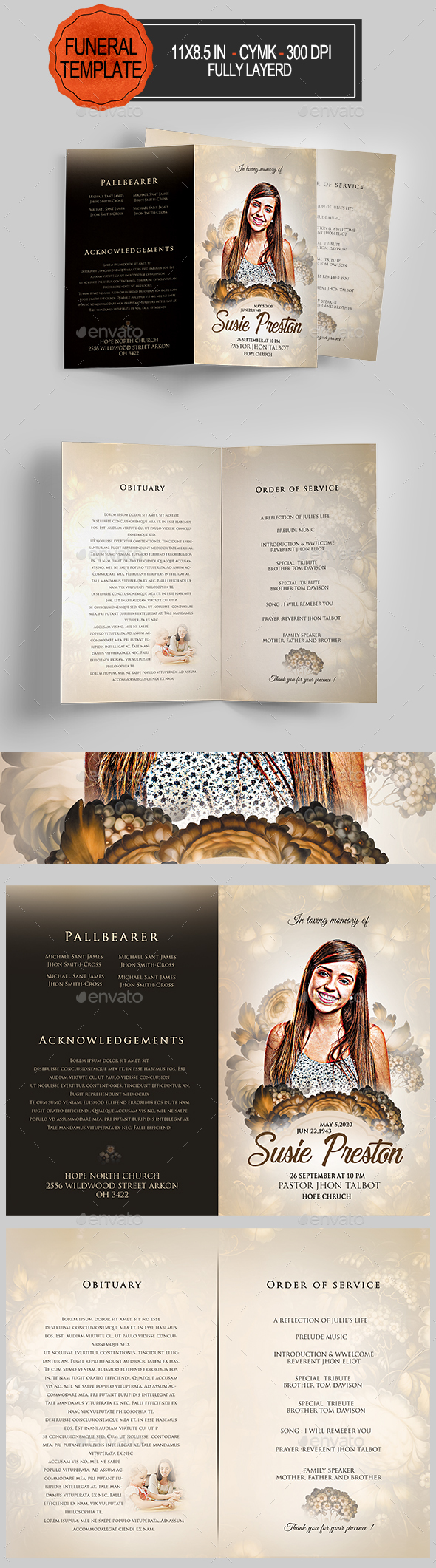 Funeral Program Template - Informational Brochures