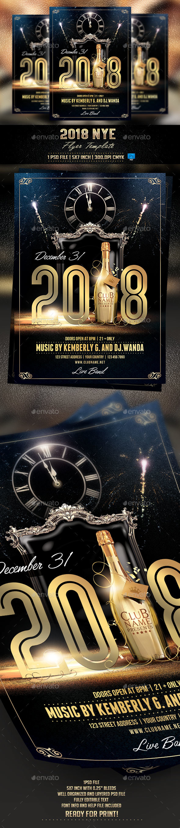 2018 NYE Flyer Template - Flyers Print Templates