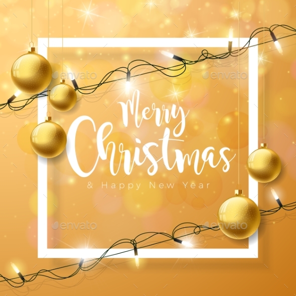 Vector Merry Christmas Illustration on Brown - Christmas Seasons/Holidays