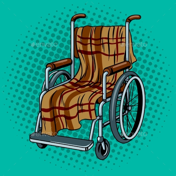 Wheelchair with Plaid Pop Art Vector