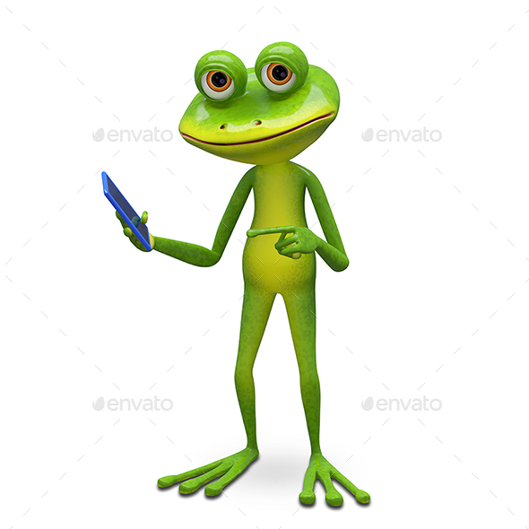 GraphicRiver 3D Illustration Frog and Smartphone 20950550 GraphicRiver 3D Illustration Frog and Smartphone 20950550