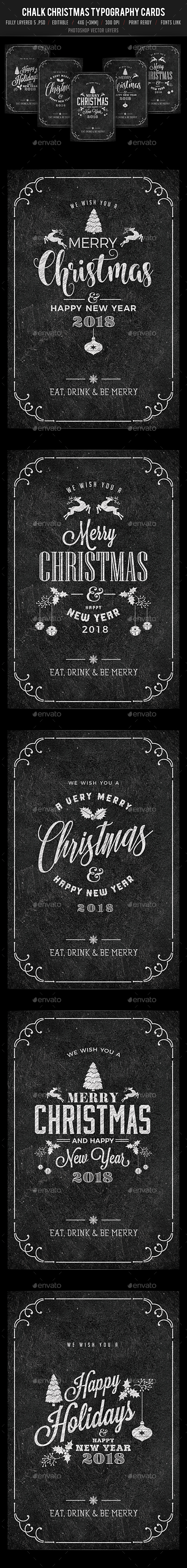 GraphicRiver 5 Chalk Christmas Typography Card Set 20950555 GraphicRiver 5 Chalk Christmas Typography Card Set 20950555