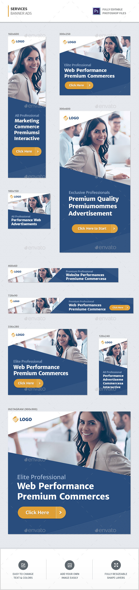Services Banners - Banners & Ads Web Elements