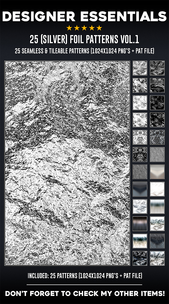 GraphicRiver 25 Tileable Seamless Silver Foil Patterns 20952995 GraphicRiver 25 Tileable Seamless Silver Foil Patterns 20952995