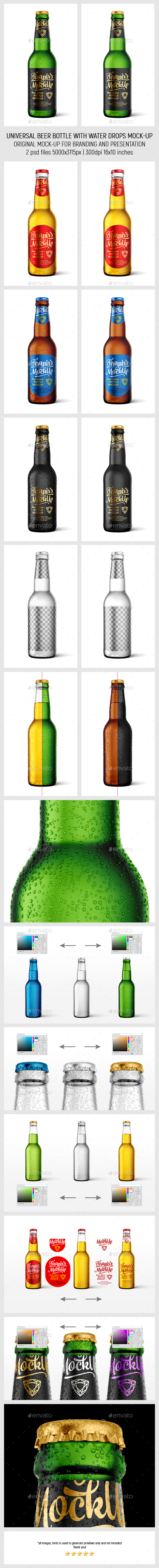 Download Universal Beer Bottle With Water Drops Mockup By Tirapir Graphicriver