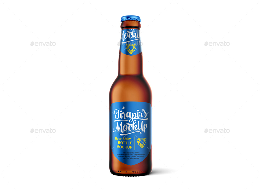 Download Universal Beer Bottle With Water Drops Mockup By Tirapir Graphicriver