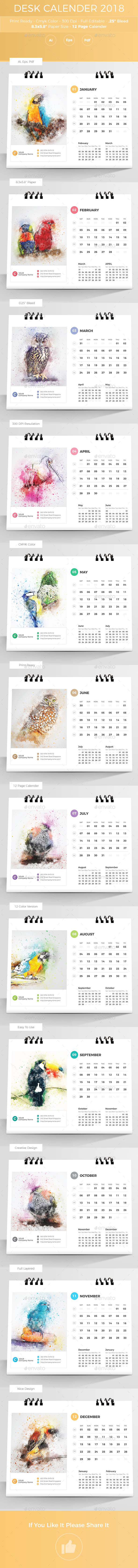 GraphicRiver Desk Calender 2018 20955725 GraphicRiver Desk Calender 2018 20955725