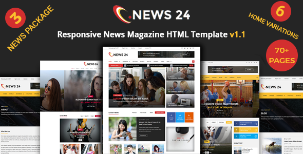 News 24 - News Magazine Responsive HTML Template - Entertainment Site Templates