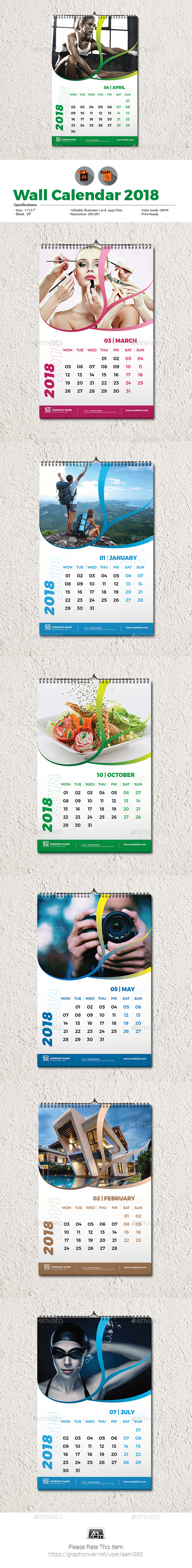 Wall Calendar Template by aam360 GraphicRiver