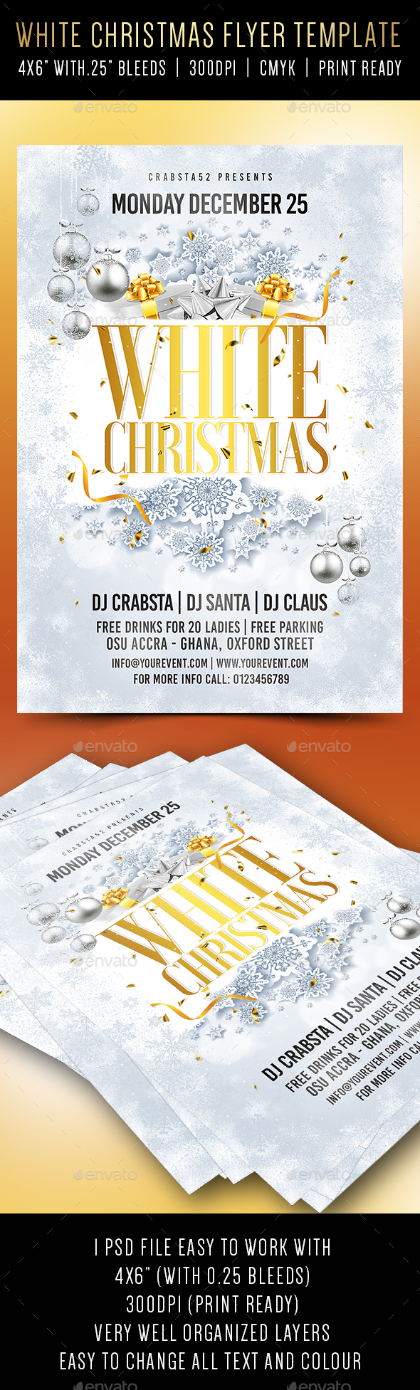 White Christmas Flyer Template - Holidays Events