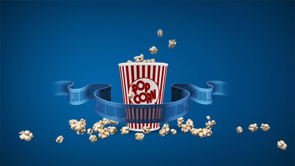 Online Movie With Popcorn And Film Strip Concept