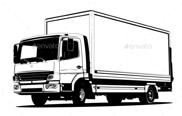 Vector Truck Outline Template Isolated on White