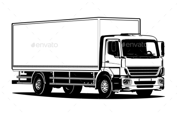 Vector Truck Outline Template Isolated on White
