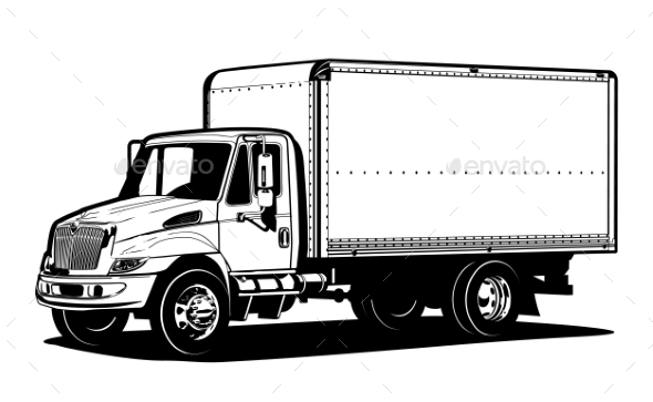 Vector Truck Outline Template Isolated on White