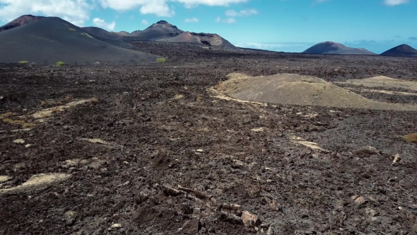 Aerial View of Volcanic Valley near Timanfaya National Park at Lanzarote alt