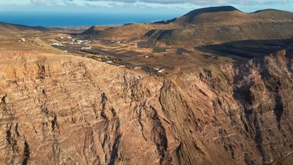 Aerial View of Mirador De Guinate Viewpoint in Lanzarote, Canary Islands, Spain alt