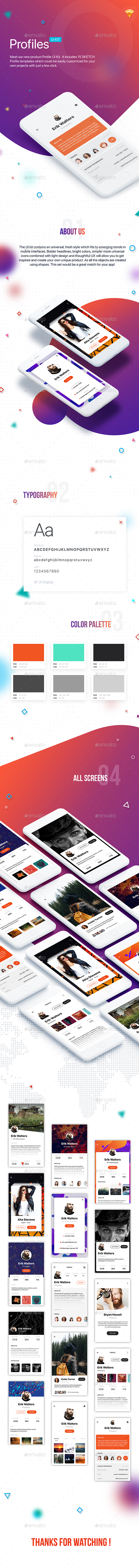 Profile Mobile UI Kit - User Interfaces Web Elements