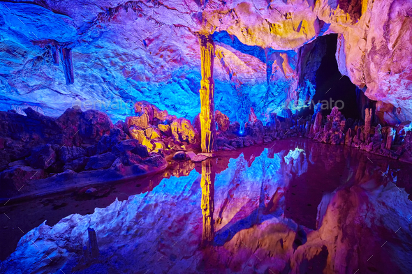 The Reed Flute Cave in Guilin, China.