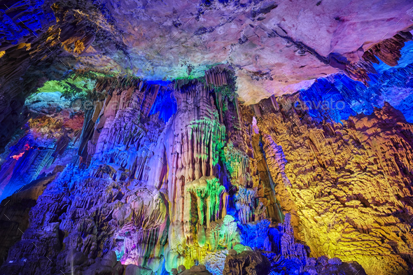 The Reed Flute Cave in Guilin, China.