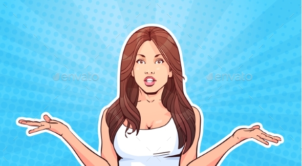 GraphicRiver Confused Woman Female Portrait In Retro 20963346 GraphicRiver Confused Woman Female Portrait In Retro 20963346