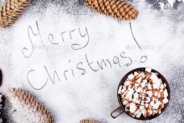 Merry Christmas Text on Snow. - Stock Photo - Images