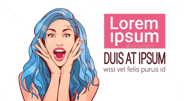 Woman With Blue Hair And Open - Miscellaneous Vectors