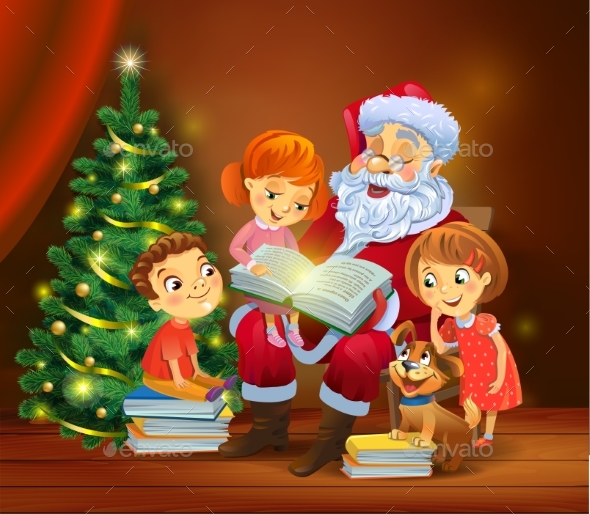 GraphicRiver Santa Claus Reading the Book To Children 20963800 GraphicRiver Santa Claus Reading the Book To Children 20963800