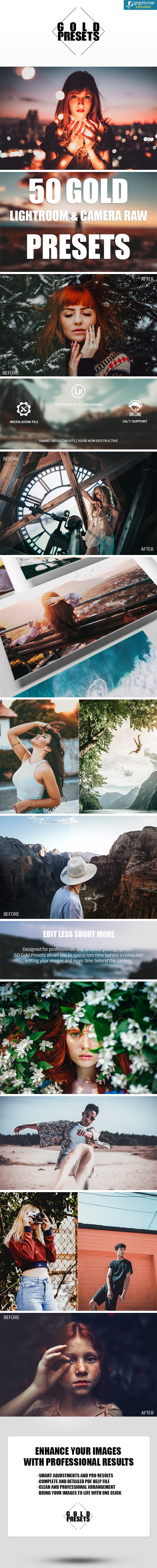 50 Gold Lightroom & Camera Raw Presets - Lightroom Presets Add-ons