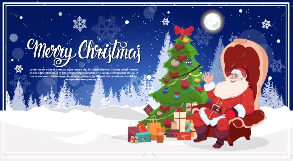 GraphicRiver Santa Sitting In Armchait In Winter Forest Near 20966388