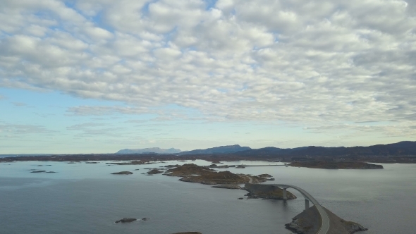 Aerial Drone Shot of Stunning Atlantic Road in Norway alt