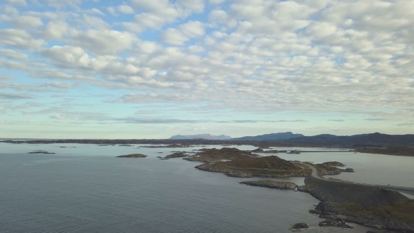 Aerial Drone Shot of Stunning Atlantic Road in Norway alt