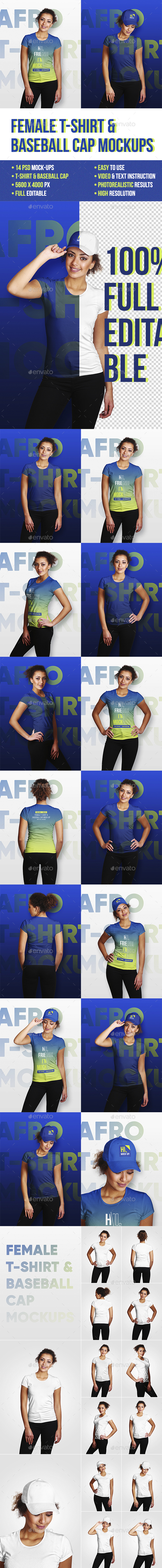 GraphicRiver Female T-Shirt and Baseball Cap Mockup 20966750 GraphicRiver Female T-Shirt and Baseball Cap Mockup 20966750