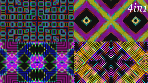 Pixel Neon Led - VJ Loop Pack (4in1)